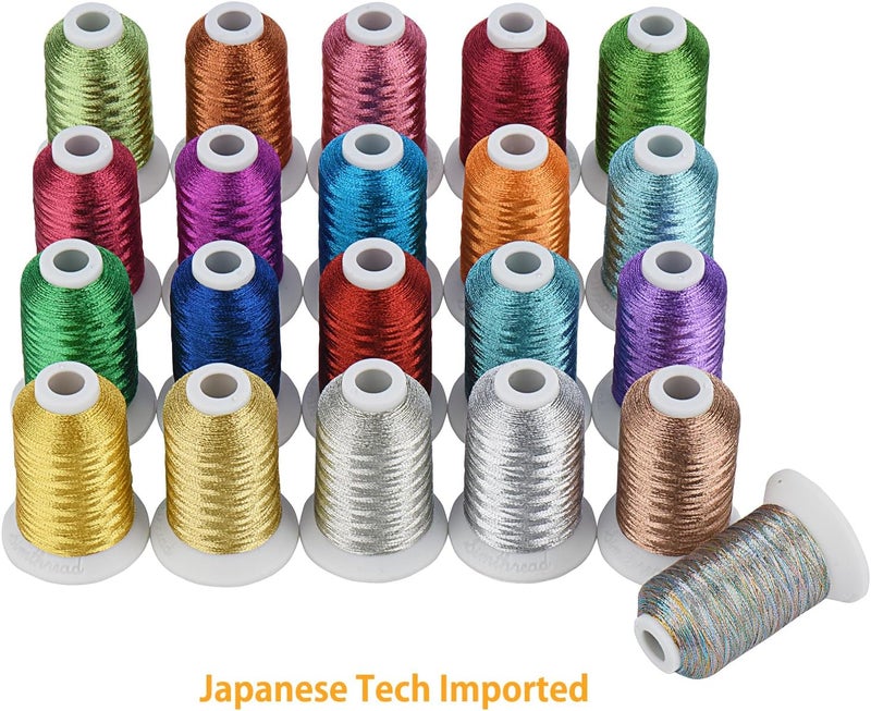 simthread Best 21 Colors Metallic Embroidery Machine Thread Kit 500M(550Y) for Computerized Embroidery and Decorative Sewing - Image 3